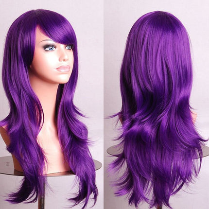 70cm Wavy Curly Sleek Full Hair Lady Wigs w Side Bangs Cosplay Costume Womens - Zmart Australia