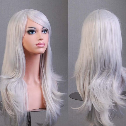 70cm Wavy Curly Sleek Full Hair Lady Wigs w Side Bangs Cosplay Costume Womens - Zmart Australia