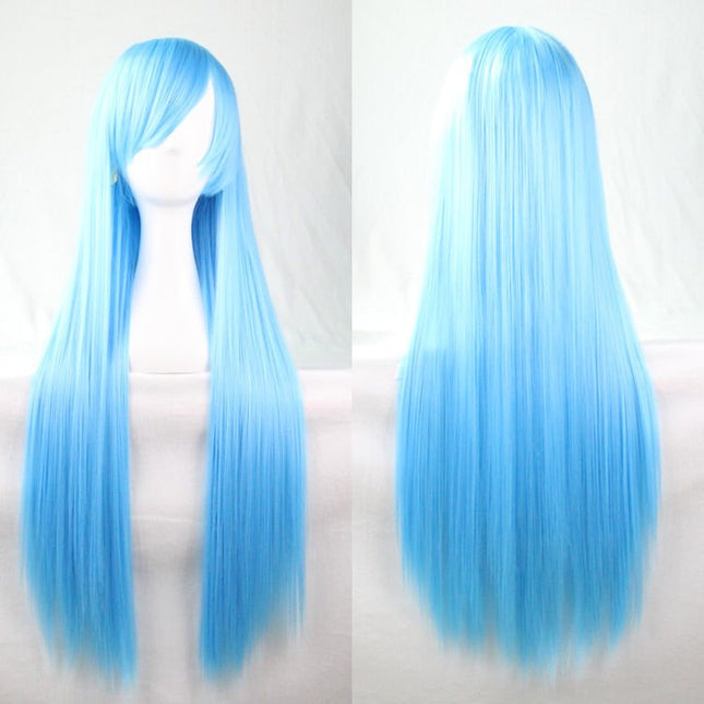 New 80cm Straight Sleek Long Full Hair Wigs w Side Bangs Cosplay Costume Womens - Zmart Australia