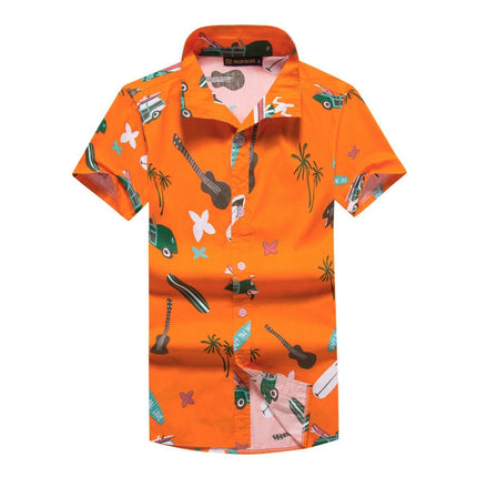 new-adults-kids-cotton-hawaiian-beach-shirt-cool-dry-tropical-summer-casual-tops