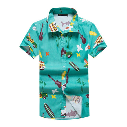 new-adults-kids-cotton-hawaiian-beach-shirt-cool-dry-tropical-summer-casual-tops