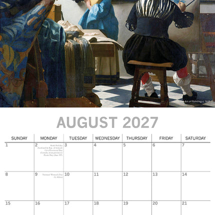 Vermeer 2027 Premium Square Wall Calendar August sample page