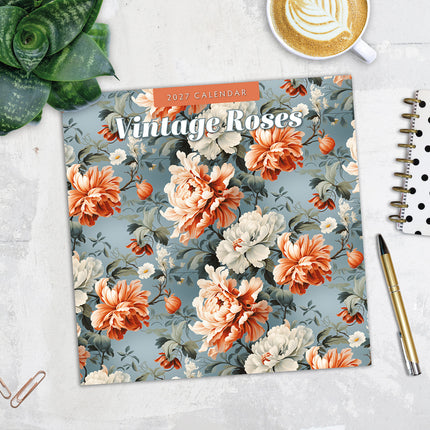 Vintage Roses 2027 square wall calendar - image detail