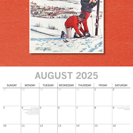 Vintage Skiing Posters 2025 Square Wall Calendar Arts 16 Months Premium Planner