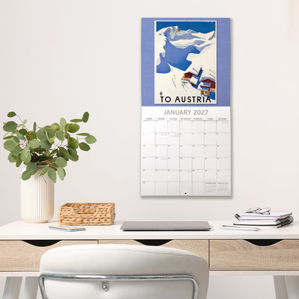 Vintage Skiing Posters 2027 Premium Square Wall Calendar lifestyle image