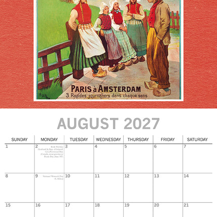 Vintage Travel Posters 2027 Premium Square Wall Calendar August sample page