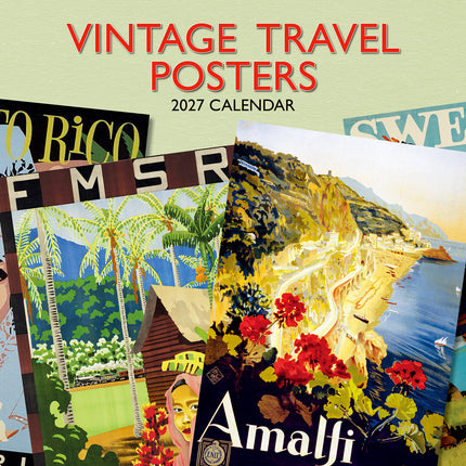 Vintage Travel Posters 2027 Premium Square Wall Calendar cover