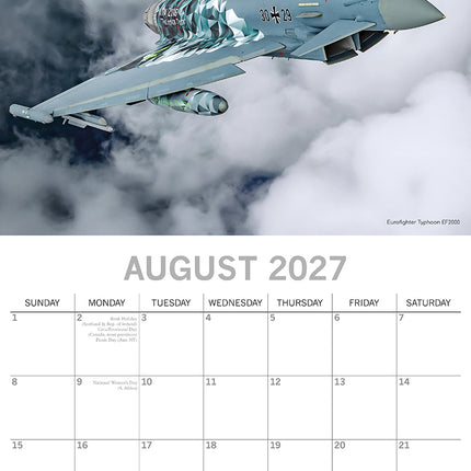 Warbirds 2027 Premium Square Wall Calendar August sample page