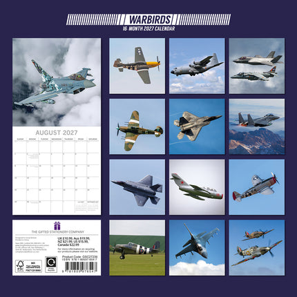 Warbirds 2027 Premium Square Wall Calendar back cover
