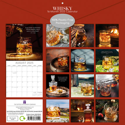 Whisky - 2025 Square Wall Calendar Food 16 Months Premium Planner New Year Gift