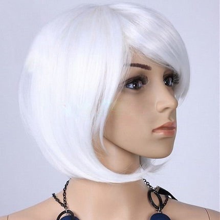 Womens Short 30cm Straight Synthetic BOB Wigs w Side Bangs Cosplay Costume Party - Zmart Australia