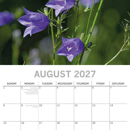 Wild Flowers 2027 Premium Square Wall Calendar August sample page