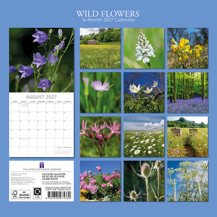 Wild Flowers 2027 Premium Square Wall Calendar back cover
