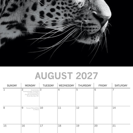 Wild Portraits 2027 Premium Square Wall Calendar August sample page