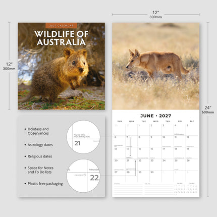 Wildlife of Australia 2027 square wall calendar - product specifications
