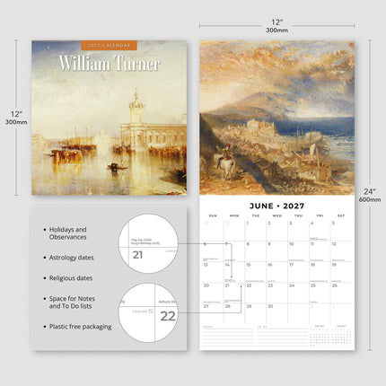 William Turner 2027 square wall calendar - product specifications