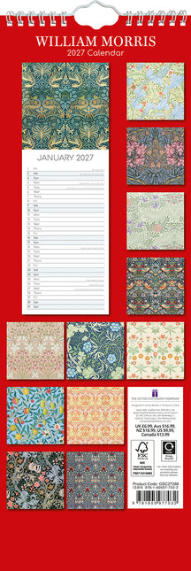 William Morris 2027 Premium Slim Wall Calendar back cover