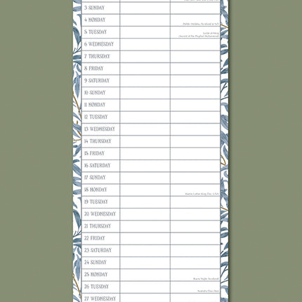 William Morris Organiser 2027 Premium Slim Wall Calendar back cover