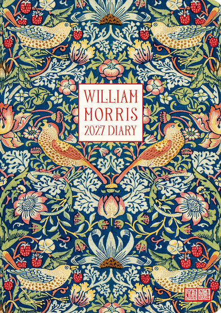 William Morris Strawberry Thief 2027 A5 Padded Hard Cover Diary cover