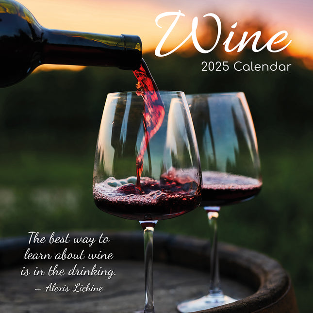 Wine 2025 Square Wall Calendar Food 16 Month Premium Planner Xmas New Year Gift