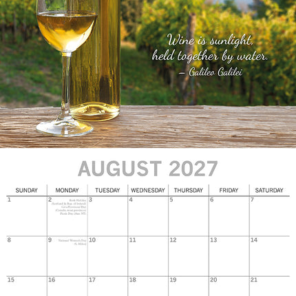 Wine 2027 Premium Square Wall Calendar August sample page