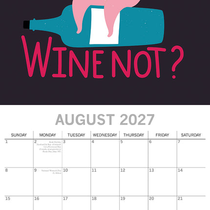 Wine Signs 2027 Premium Square Wall Calendar August sample page