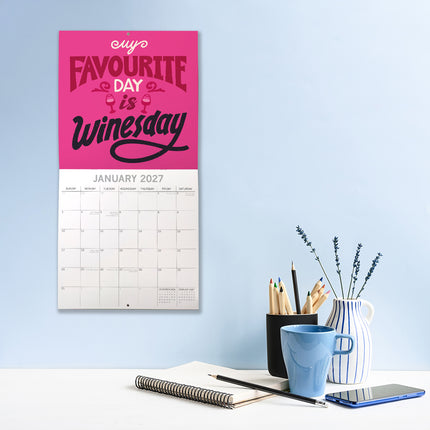 Wine Signs 2027 Premium Square Wall Calendar lifestyle image