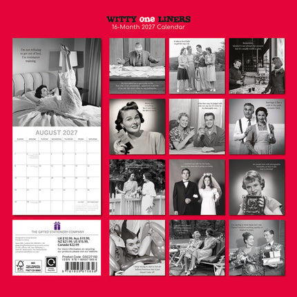 Witty One Liners 2027 Premium Square Wall Calendar back cover
