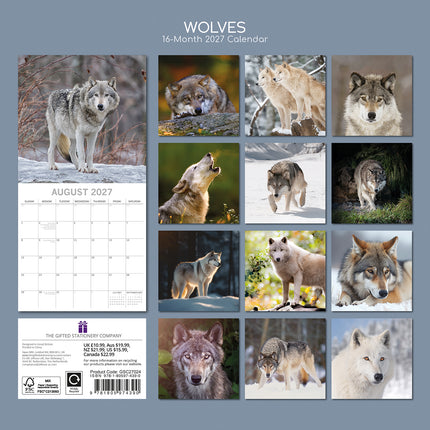 Wolves 2027 Premium Square Wall Calendar back cover