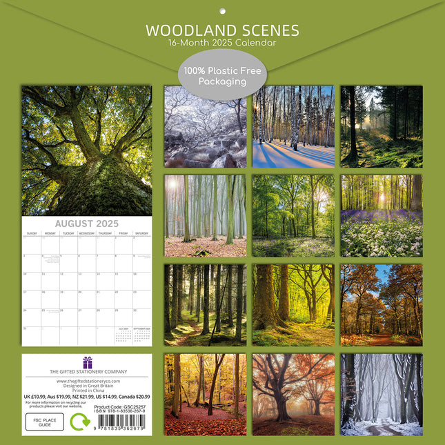 Woodland Scenes 2025 Square Wall Calendar 16 Months New Year Xmas Planner Gift