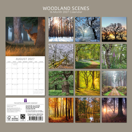Woodland Scenes 2027 Premium Square Wall Calendar back cover
