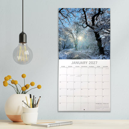 Woodland Scenes 2027 Premium Square Wall Calendar lifestyle image