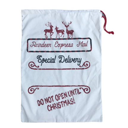 50x70cm Canvas Hessian Christmas Santa Sack Xmas Stocking Reindeer Kids Gift Bag - Zmart Australia