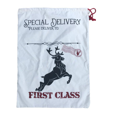 50x70cm Canvas Hessian Christmas Santa Sack Xmas Stocking Reindeer Kids Gift Bag - Zmart Australia