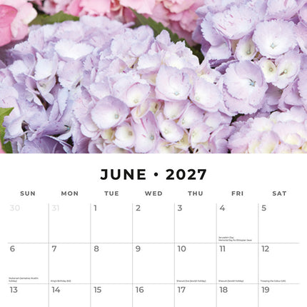 Year in Bloom 2027 square wall calendar - monthly calendar spread