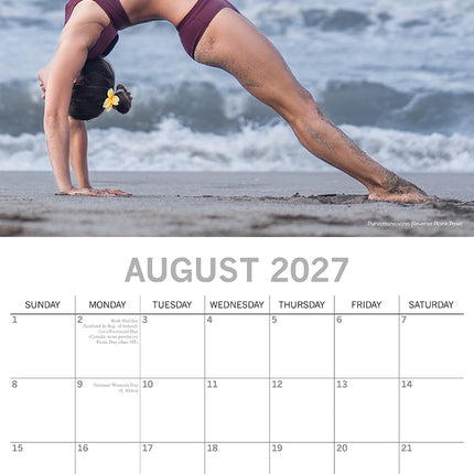 Yoga 2027 Premium Square Wall Calendar August sample page