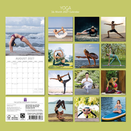 Yoga 2027 Premium Square Wall Calendar back cover