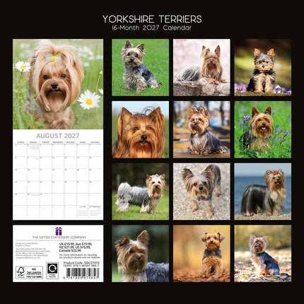Yorkshire Terriers 2027 Premium Square Wall Calendar back cover