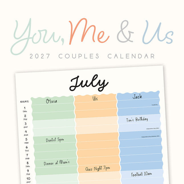 You, Me & Us 2027 square wall calendar - front cover