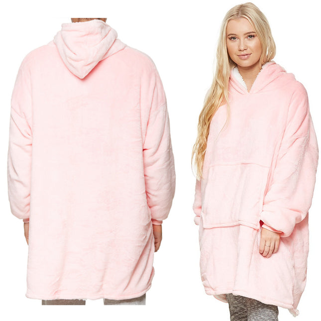 OverSized Soft Pullover Plain Hoodie Warm Fleece Blanket Plush Winter Sweatshirt - Zmart Australia