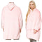 OverSized Soft Pullover Plain Hoodie Warm Fleece Blanket Plush Winter Sweatshirt - Baby Pink