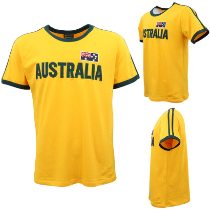 New 2-14 Years 100% Cotton Kids T-Shirt Australia Day Flag Stripes Tee Tops Gift - Gold