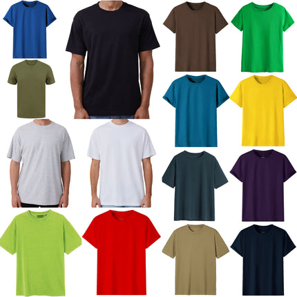 Adult 100% Cotton T-Shirt Unisex Men's Basic Plain Blank Crew Tee Tops Shirts - Aqua