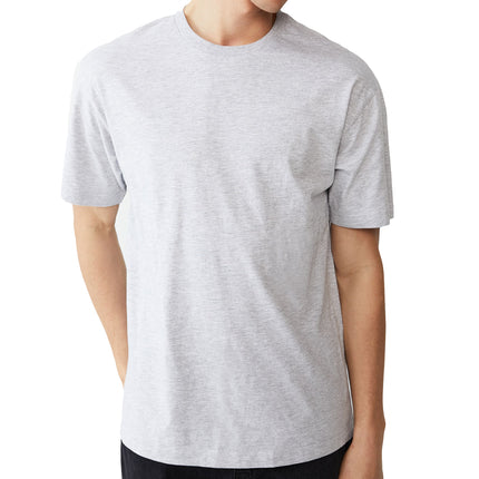 Adult 100% Cotton T-Shirt Unisex Men's Basic Plain Blank Crew Tee Tops Shirts - Light Grey