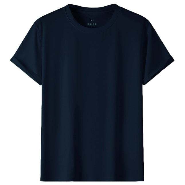 Adult 100% Cotton T-Shirt Unisex Men's Basic Plain Blank Crew Tee Tops Shirts - Navy