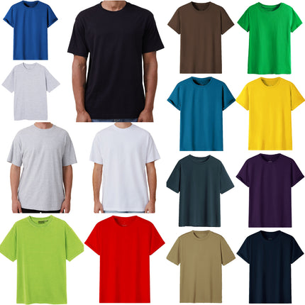 adult-100-cotton-t-shirt-unisex-men's-basic-plain-blank-crew-tee-tops-shirts