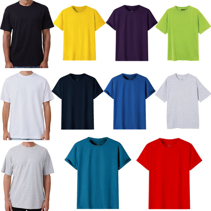 adult-100-cotton-t-shirt-unisex-men's-basic-plain-blank-crew-tee-tops-shirts