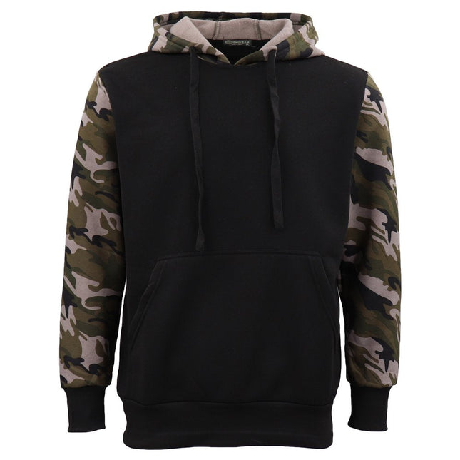 Adult Mens Pullover Fleece Lined Hoodie Camouflage Military Casual Jacket Jumper - Green Camo