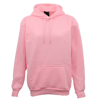 Adult Unisex Men's Basic Plain Hoodie Pullover Sweater Sweatshirt Jumper - Light Pink