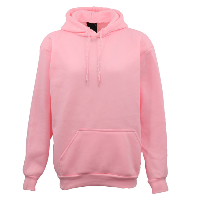 Adult Unisex Men's Basic Plain Hoodie Pullover Sweater Sweatshirt Jumper - Light Pink